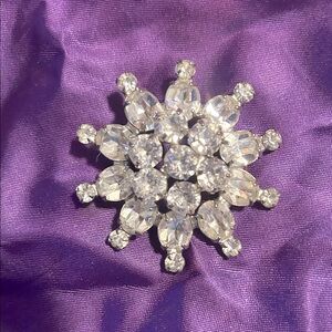 Vintage WEISS Silver Crystal Brooch